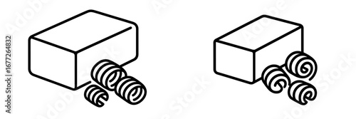 Isometric view of a cube with springs