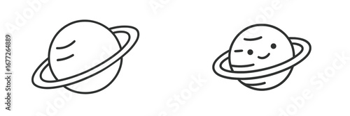 Planet with rings and face icons