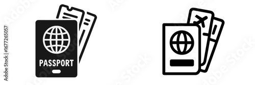 Passport and tickets icon