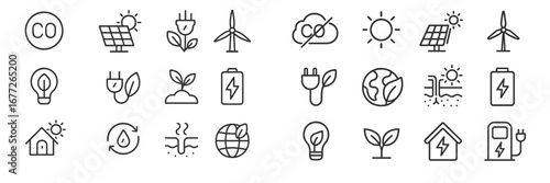 Set of icons for renewable energy and ecology