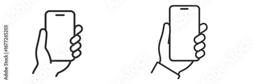 Hand holding a smartphone, icon style