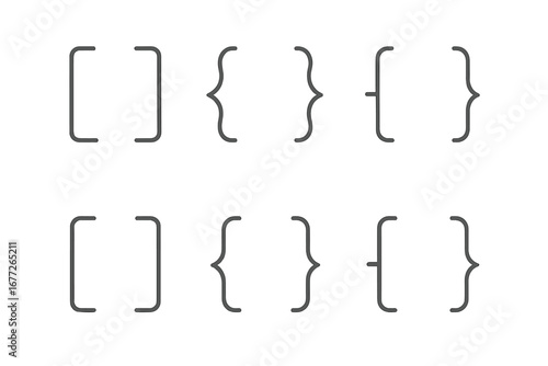 Set of brackets and braces on dark background