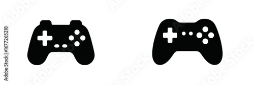 Two video game controllers in outline style