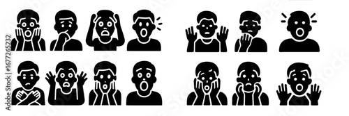 Collection of surprised and shocked facial expressions