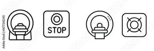 MRI scanner and stop button icons