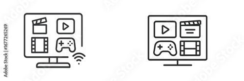 Computer screen showing media and gaming icons