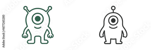 Cute cartoon alien monster icon