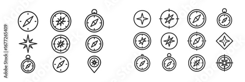 Compass and directional star icons