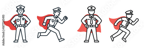 Superhero Police Officers Icon Set