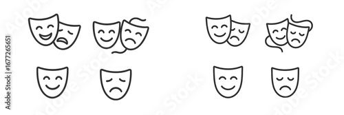Comedy and Tragedy Masks Icon Set