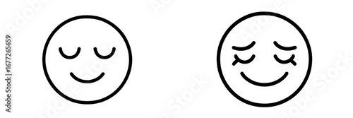 Two smiley faces with closed eyes, one with tears