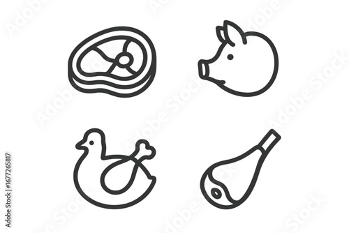 Meat icons: steak, pig, chicken, ham