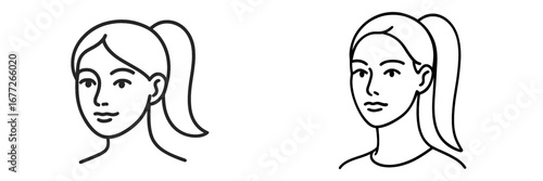 Minimalist line art of a woman's face with ponytail