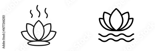 Lotus flower icons with steam and water