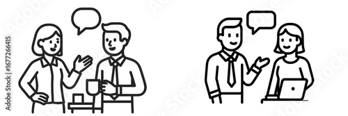 Two people talking and gesturing during a conversation