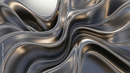 A high-gloss, liquid metal abstract background with a sleek, futuristic aesthetic. 