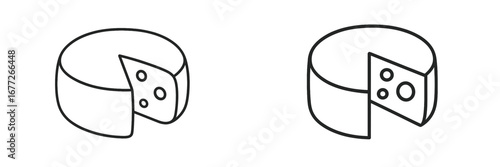 Two cheese wheels with slices cut out