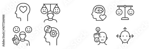 Emotional intelligence and mental health icons