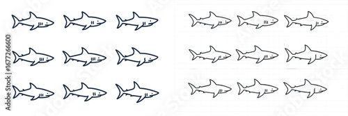 Shark icons in a grid pattern