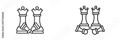 Two chess queens icon