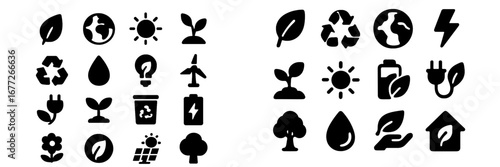 Set of icons for ecology and renewable energy