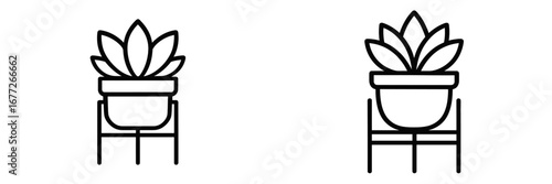 Outline of a potted plant on a stand