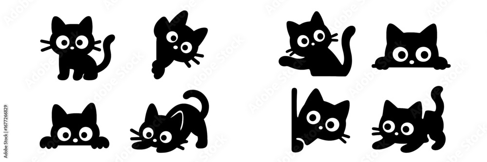 Fototapeta premium Cartoon eyes on black background