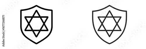 Shield with Star of David outline icon