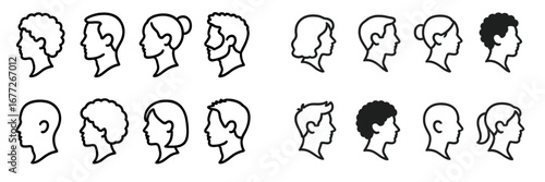 Diverse Human Head Silhouettes in Profile View