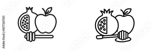 And pomegranate with honey dipper icon