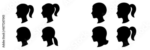 Four Silhouette Heads of People