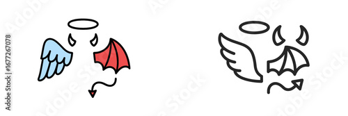 Angel and Devil Wings with Halo and Horns