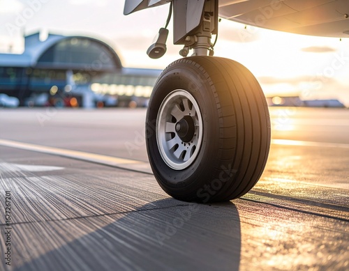 Airplane Wheel on Runway