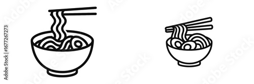 Bowl of noodles with chopsticks icon