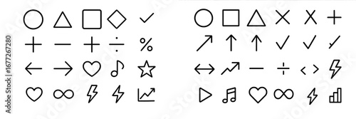 Collection of outline icons for web and design