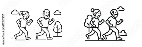 People running outdoors in a park