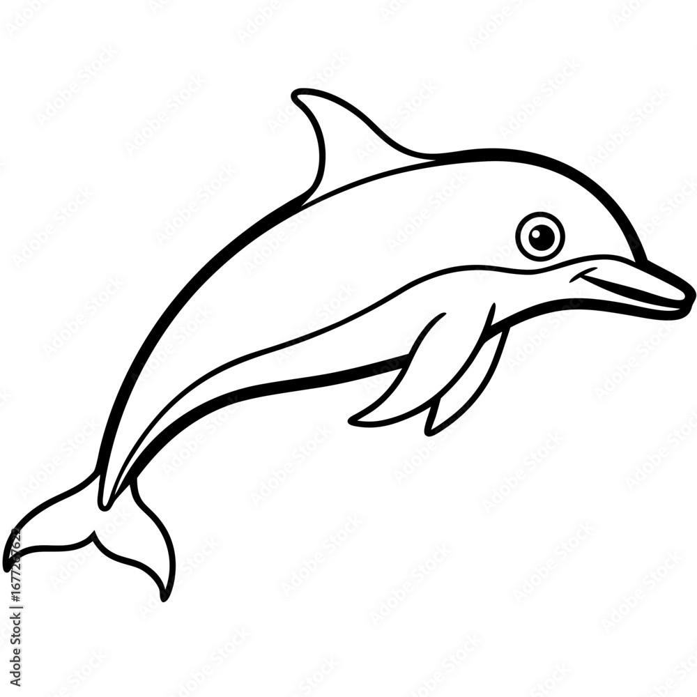Fototapeta premium Minimal Dolphin Outline Vector Design