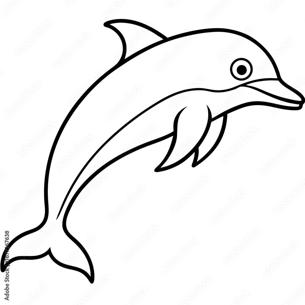 Fototapeta premium Minimal Dolphin Outline Vector Design
