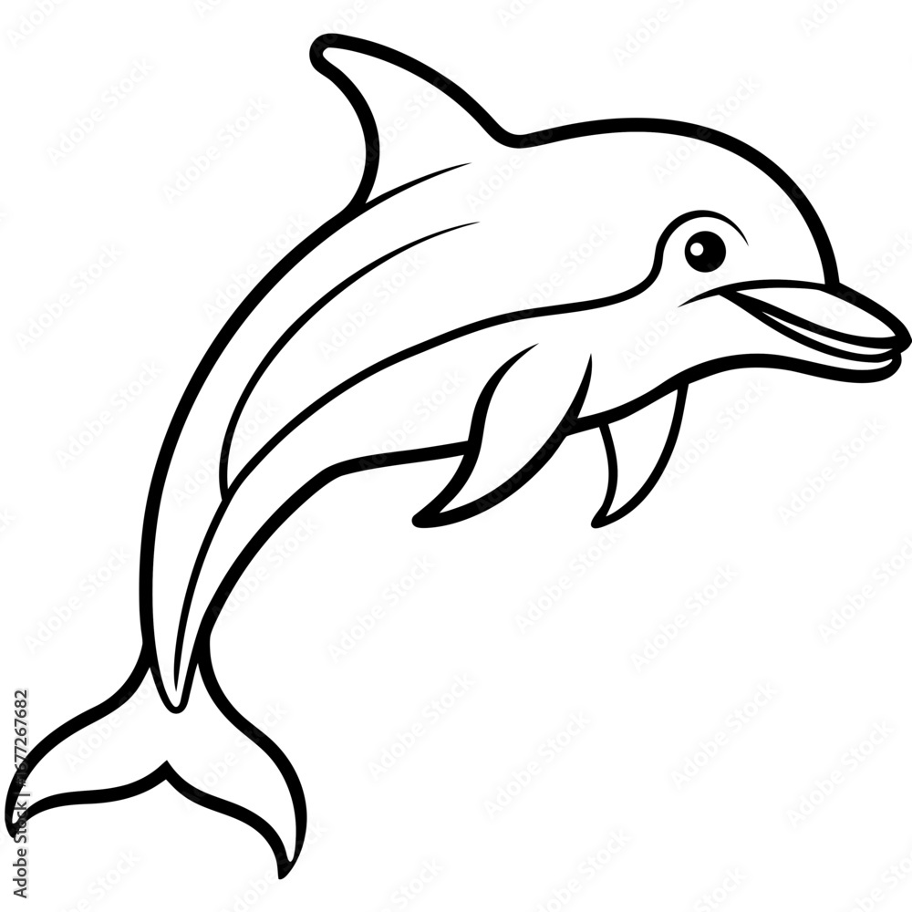 Obraz premium Minimal Dolphin Outline Vector Design