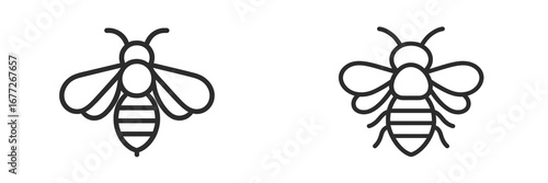Two stylized bee icons in outline style