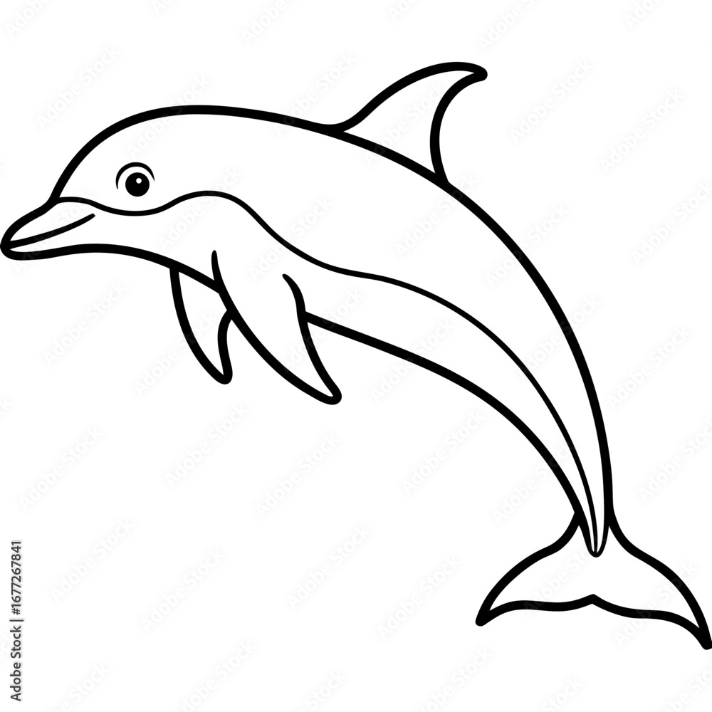 Fototapeta premium Minimal Dolphin Outline Vector Design