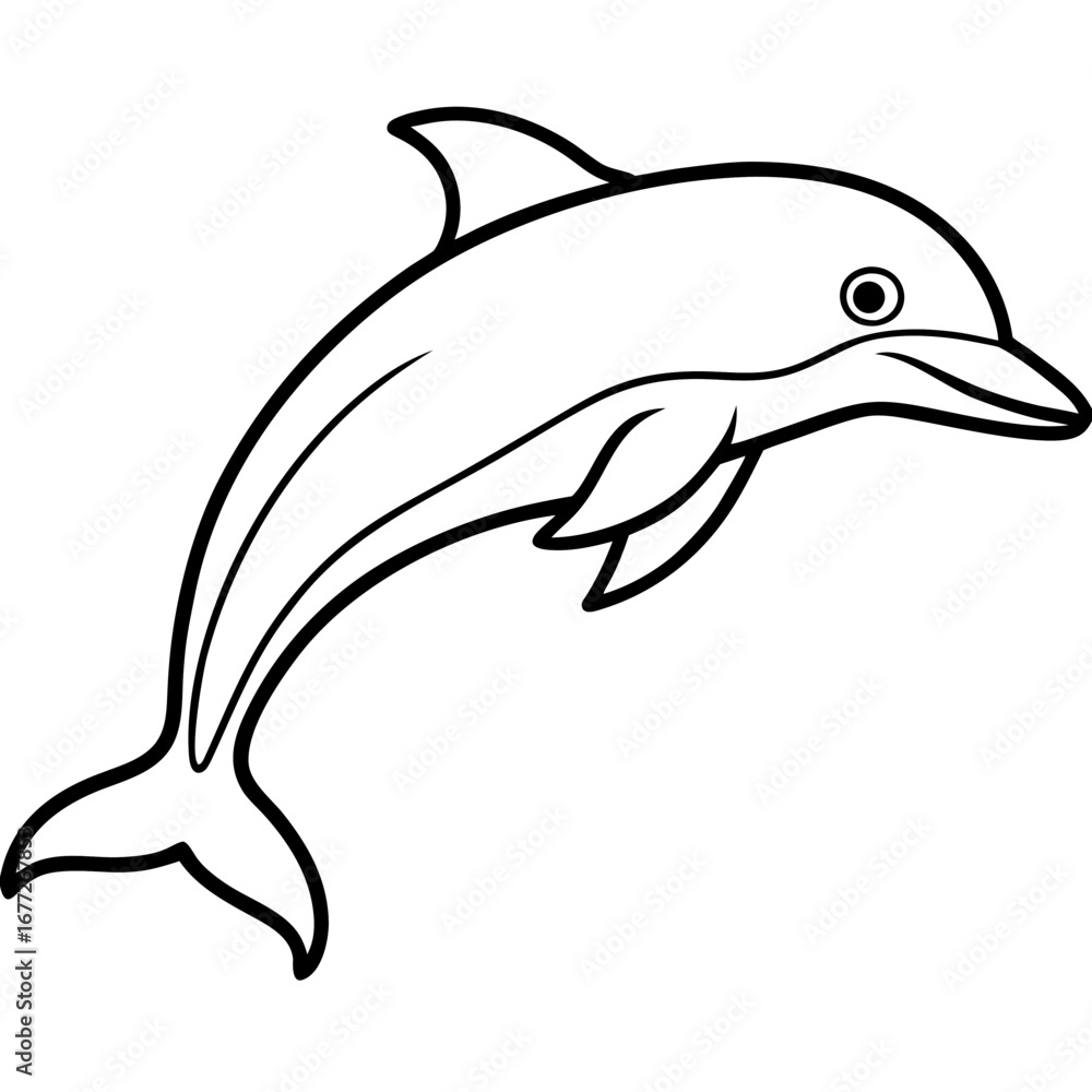 Obraz premium Minimal Dolphin Outline Vector Design