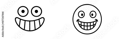 Two smiley faces with wide grins and big eyes