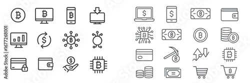 Bitcoin and Cryptocurrency Icons Set
