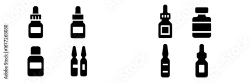 Set of medical vials and ampoules icons