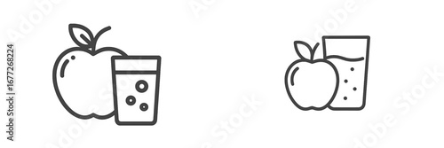 And glass of juice line art icon