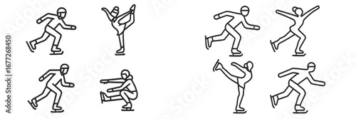 Figure Skating Poses Icon Set