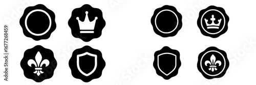 Set of four heraldic symbols in circles