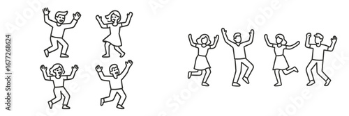 People celebrating with raised hands