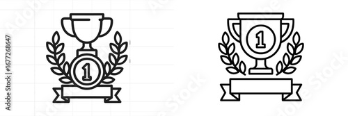First place trophy with laurel wreath and banner icon
